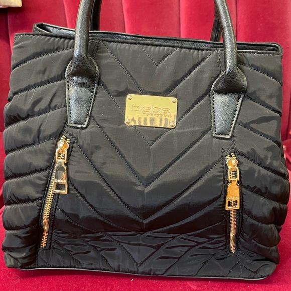 Bebe Black and Gold Quilted Tote Bag - Picture 4 of 4